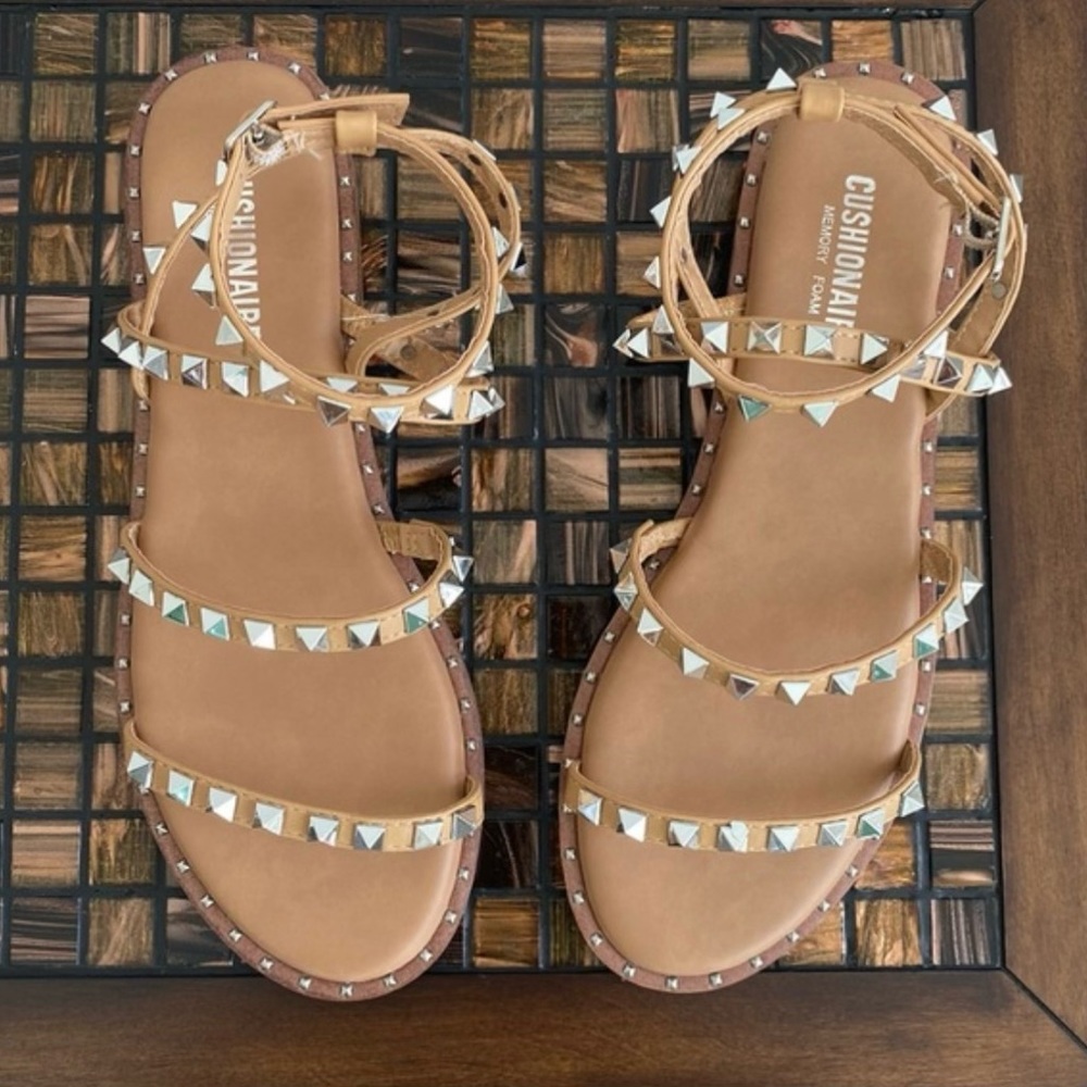 Cushionaire Talia Nude Studded Sandals